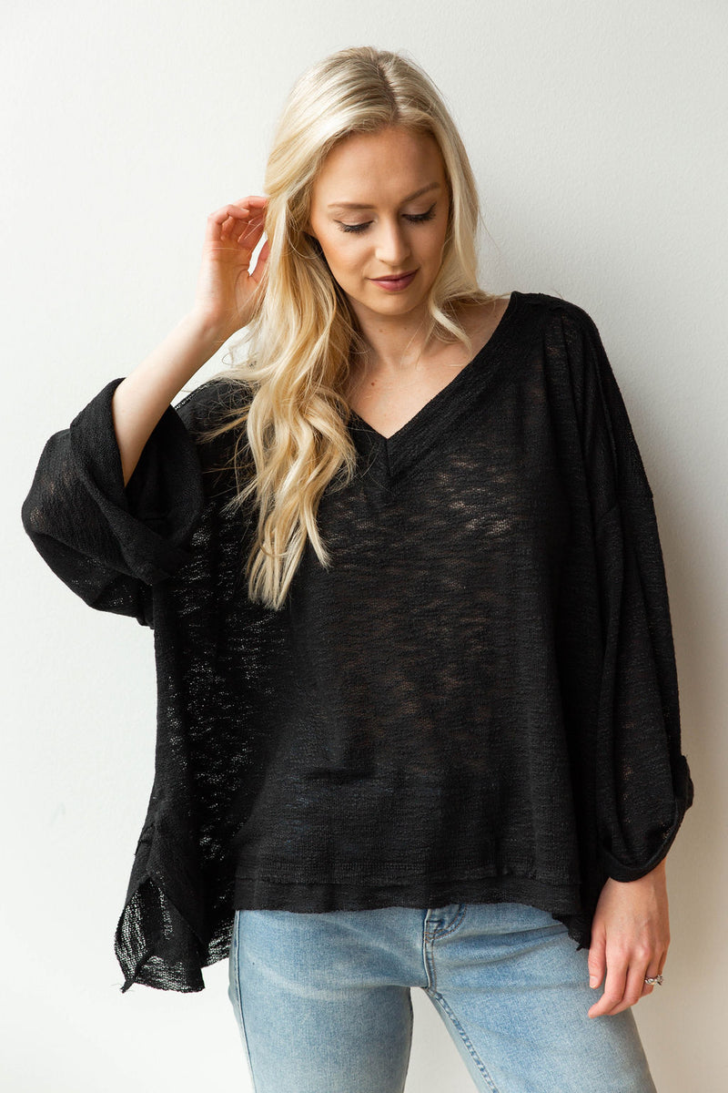 mode, deep v, bell sleeve light sweater