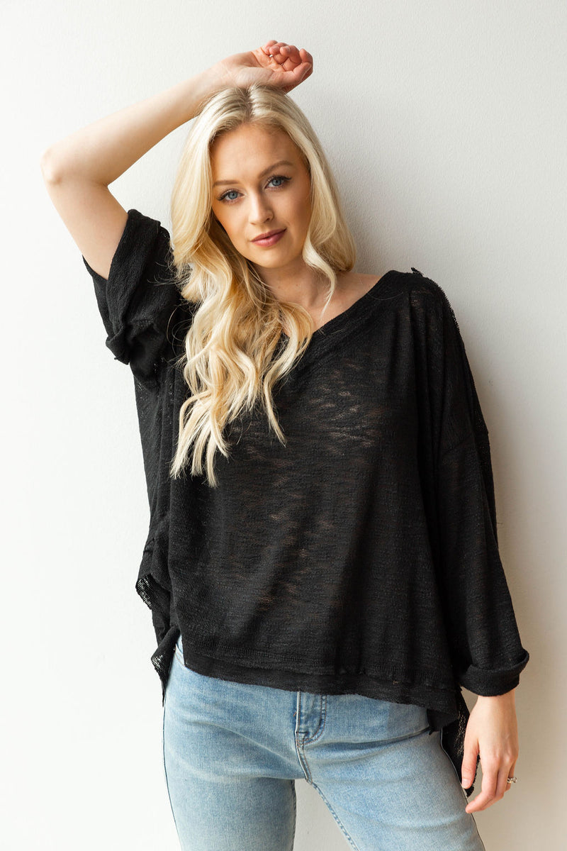 mode, deep v, bell sleeve light sweater