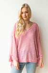 mode, deep v, bell sleeve light sweater