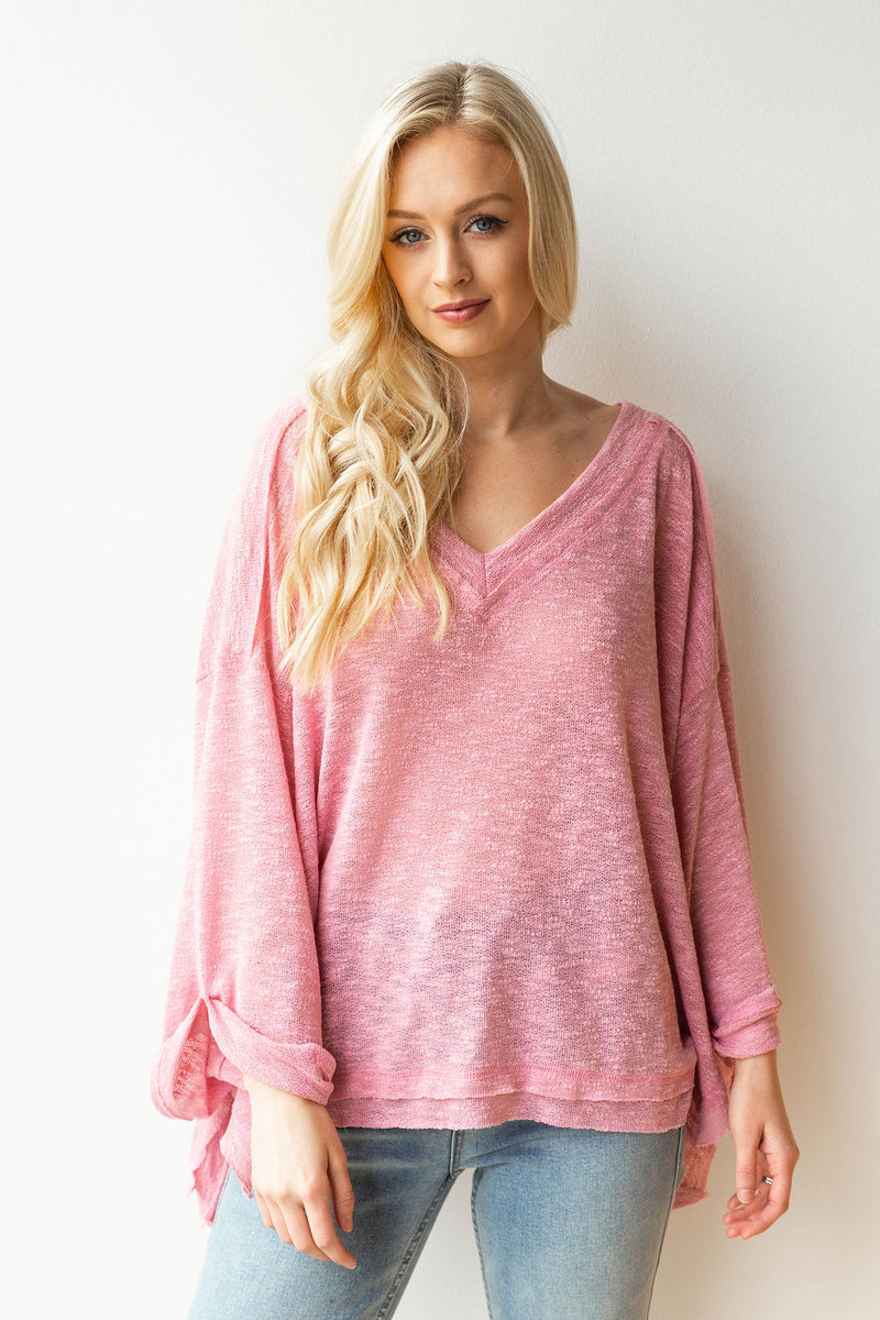 mode, deep v, bell sleeve light sweater