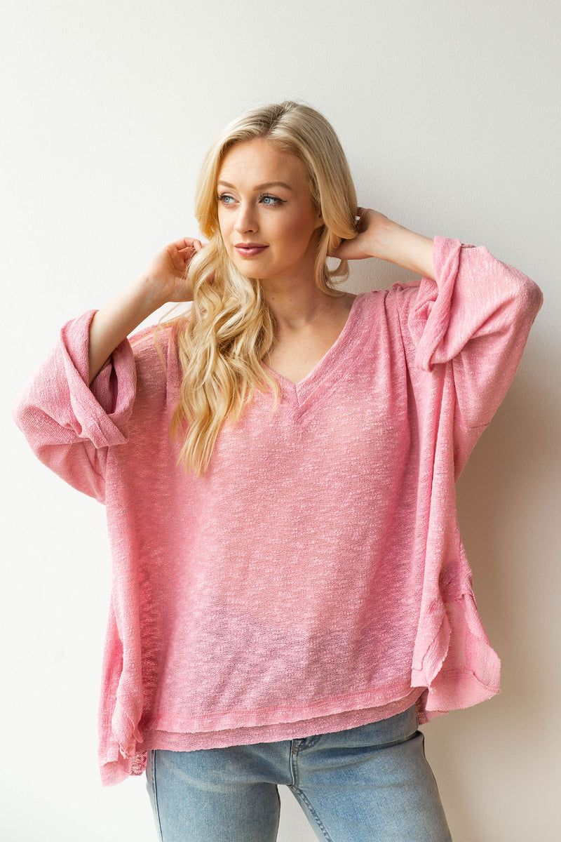 mode, deep v, bell sleeve light sweater