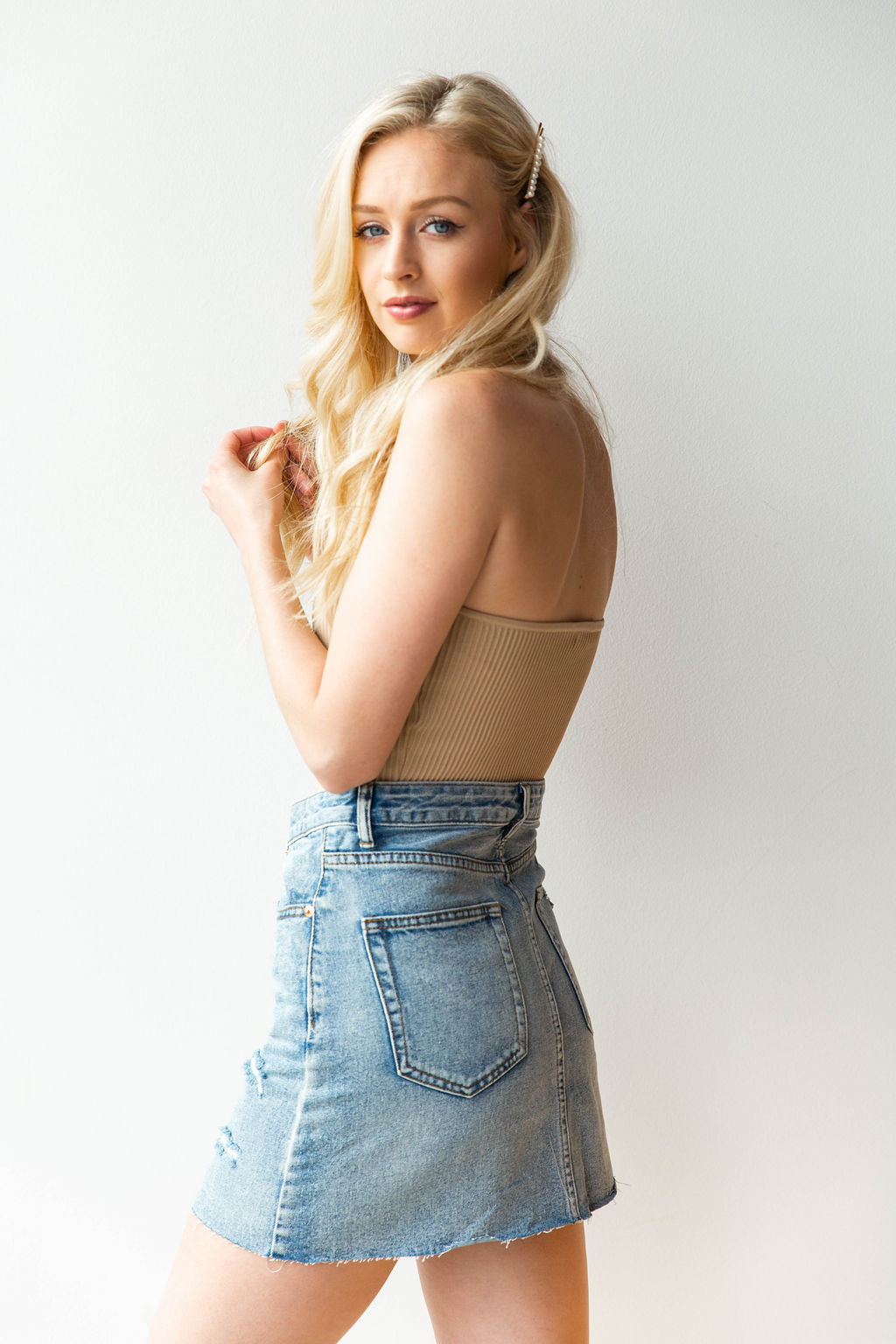 mode, weekend vibes denim skirt