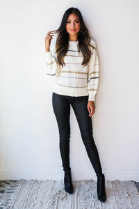 mode, Jacey metallic stripes sweater