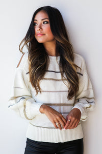 mode, Jacey metallic stripes sweater