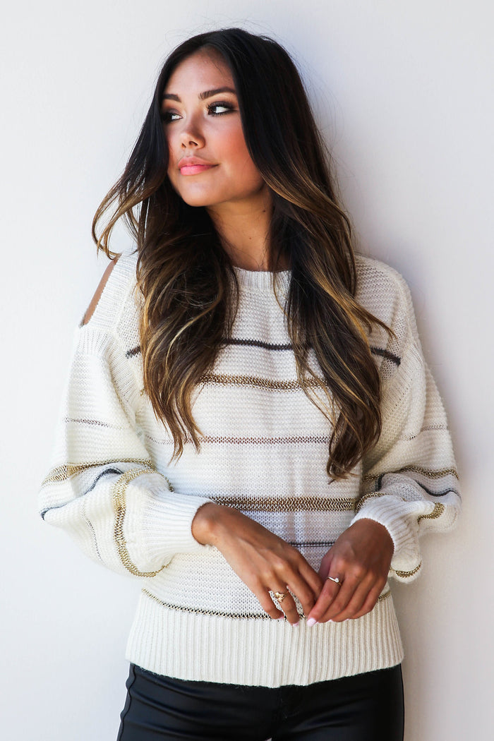 mode, Jacey metallic stripes sweater