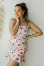 mode, floral linen dress