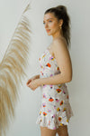 mode, floral linen dress