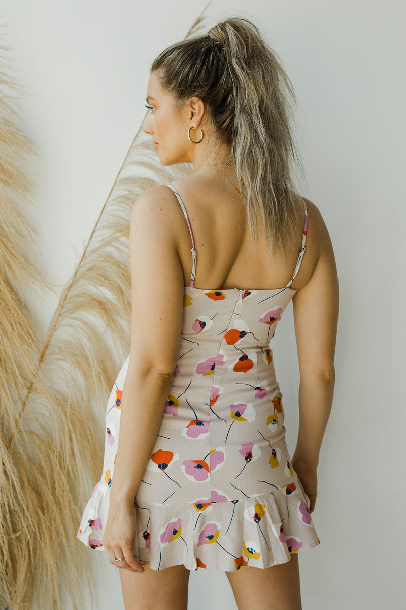 mode, floral linen dress