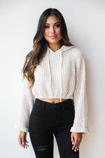 mode, velvet ties cropped hoodie