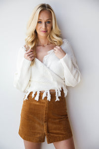 mode, the little things wrap sweater
