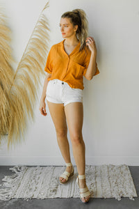 mode, slouchy crop blouse