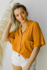 mode, slouchy crop blouse