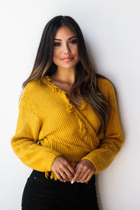 mode, the little things wrap sweater