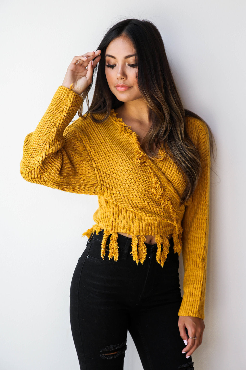 mode, the little things wrap sweater
