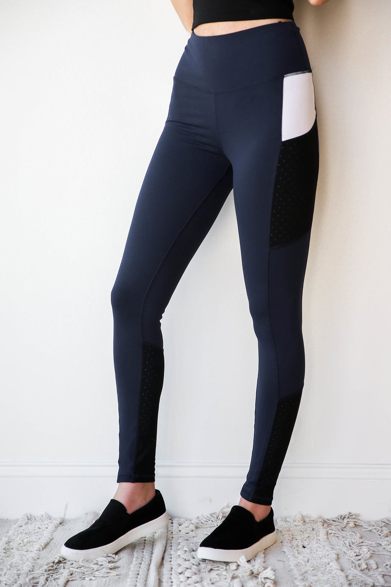 mode, laser cut color block leggings