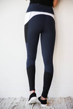 mode, laser cut color block leggings