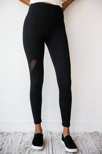 mode, slanted mesh legging