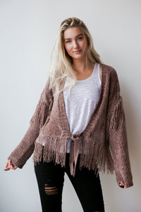 mode, sienna fringe cardigan
