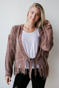 mode, sienna fringe cardigan