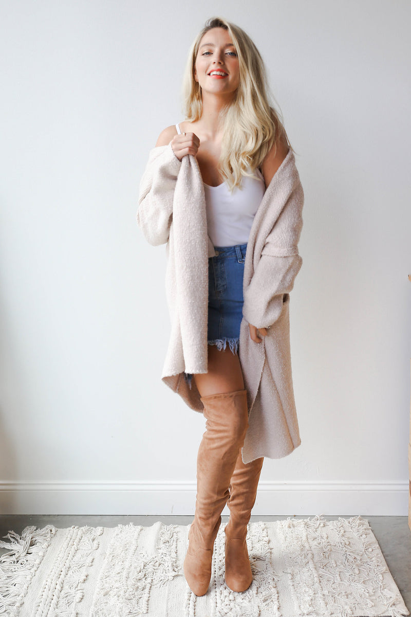 mode, oversized 2 pocket cardi